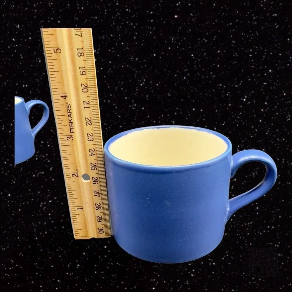 Pottery Barn Blue Coffee Mug Cup Set‎ 4 Japan Ceramic 2.5”T 4.25”W